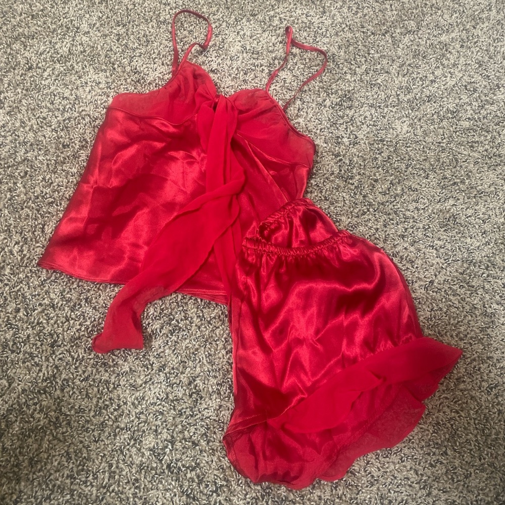 Faux Silky Vintage Red Lingirie